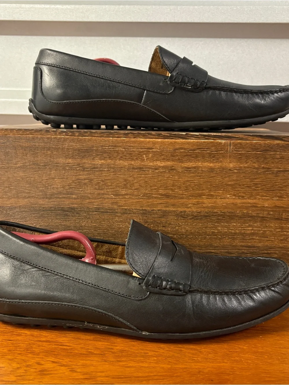 Florsheim Throttle Penny Black Leather Slip On Driver Loafer Size 11